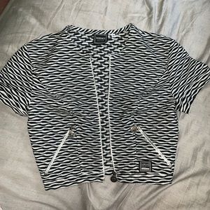 versace zip up crop top